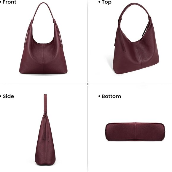 Genuine Leather Slouchy Hobo Purses for Women, Top Grain Real Leather Tote Handb - Picture 7 of 7